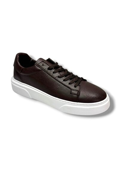 Cakgo 623-26 Genuine Leather Lace-Up Anatomical Men's Shoes Brown White 45-47