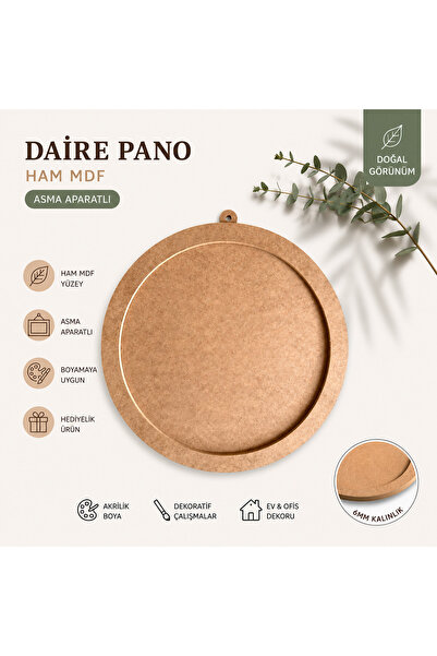 DEKOLOBİ 6 mm MDF Kasnaklı Boyanabilir Yuvarlak Pano Seti 80 cm– Ahşap Dekora...
