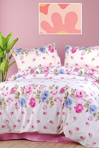 aytunç Rose 100% Cotton Double Elasticated (Fitted) Duvet Cover Set 200X220 cm