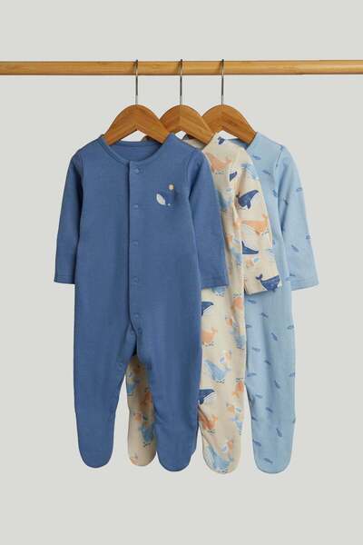 MOTHERCARE 3 قطع من بدلات النوم على شكل حوت