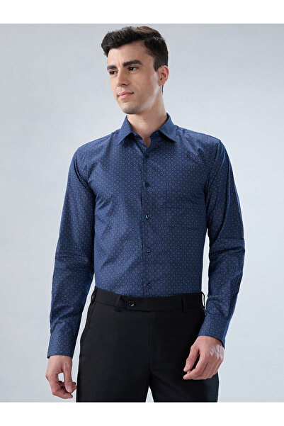 Park Avenue Men Blue Printed Cotton Modern Slim Fit Shirt
