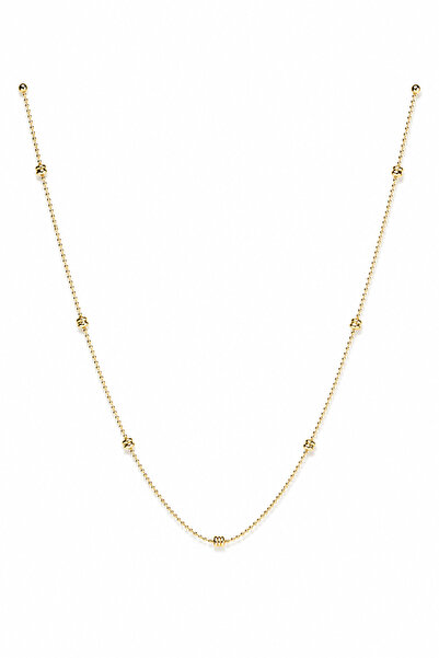 Leo'Stone Kararmaz Renk Atmaz 14K Gold Minimal Boncuk Detaylı Zincir Kadın Çe...