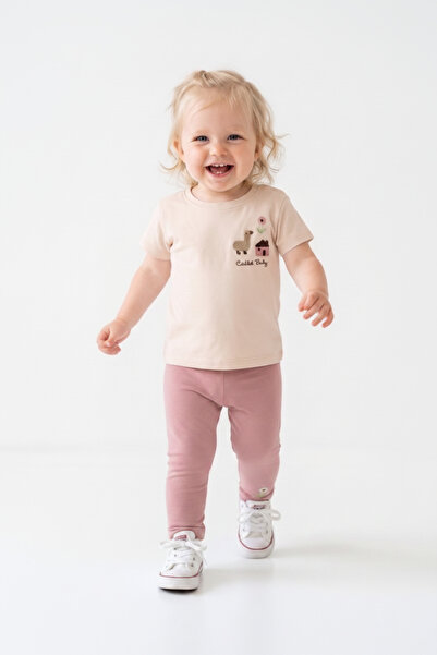 Dolcetots Baby Girl Striped T-Shirt and Leggings Two-Piece Casual Set
