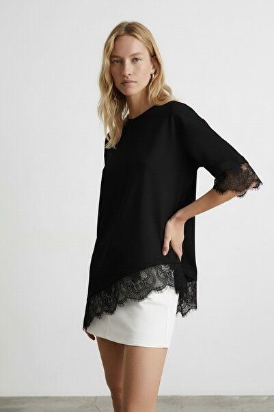 Nostos Algos Black Lace Detailed Blouse