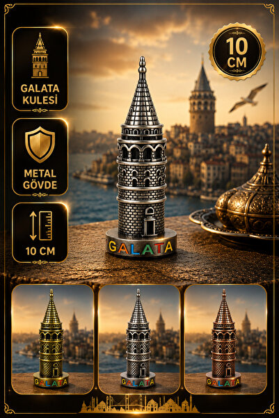Tamsena Store 10 Cm Metal Galata Kulesi Biblo | İstanbul Temalı Dekoratif Mas...