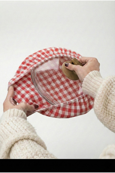 MiniStand Set of 2 Pilaf Cooking Covers, Elastic Pot Covers, Gingham and Plaid Patterned Demlematik