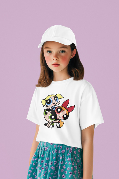 SEVBANO Tricou unisex pentru copii cu imprimeu Powerpuff Girls (1-12 ani)