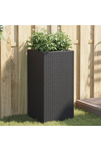 vidaxl Jardiniera de gradina, negru, 40x40x80 cm, poliratan