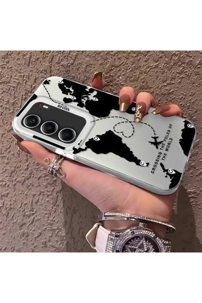 PATTERNOVA Tecno Camon 40 Pro 5G Uyumlu Yüksek Kalite Dünya Haritalı Kılıf, Ç...
