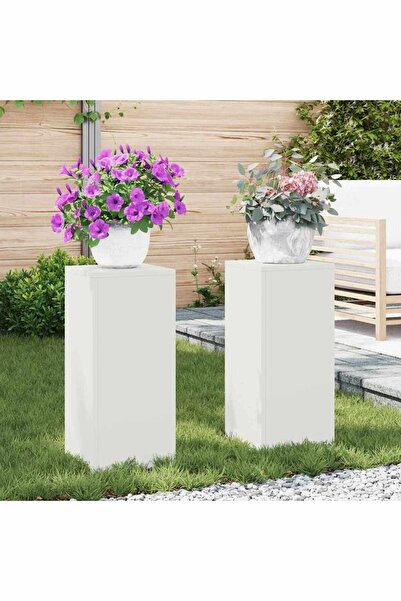 vidaxl Suport pentru plante 2 pcs Alb 24 x 24 x 55 cm Otel