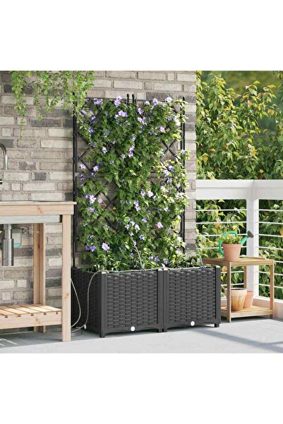 vidaxl Vaza pentru Gradina 2 pcs Negru 80 x 40 x 142 cm Plastic