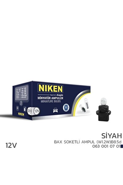 Niken Bax Soketli Ampul 12V W1.2W B8.5d SİYAH 10 Adet