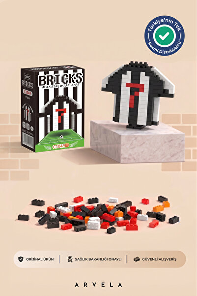 Arvela Bricks Taraftar Serisi: Beşiktaş Siyah-Beyaz Forma Yapım Seti - Eğitic...