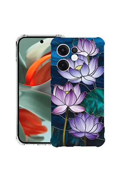 bestcase Αντικραδασμική Θήκη για OPPO Reno13, Φλοράλ - Λωτός με σχέδιο βιτρό,...
