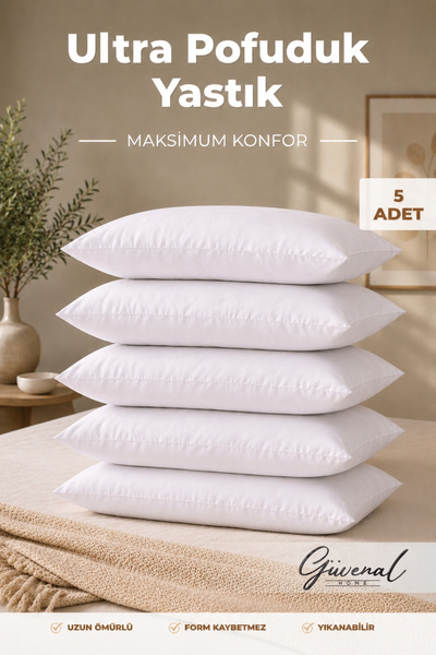 Güvenal Fluffy 5'li Silikon Elyaf Dolgulu Yastık Set | 800 gr | Ultra Yumuşak...