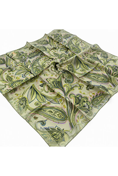 Silk Home Eșarfă din mătase twill cu model migdale gri deschis 90x90
