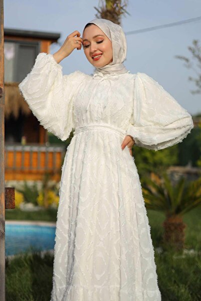 Rimel Moda Rose Elbise Ekru