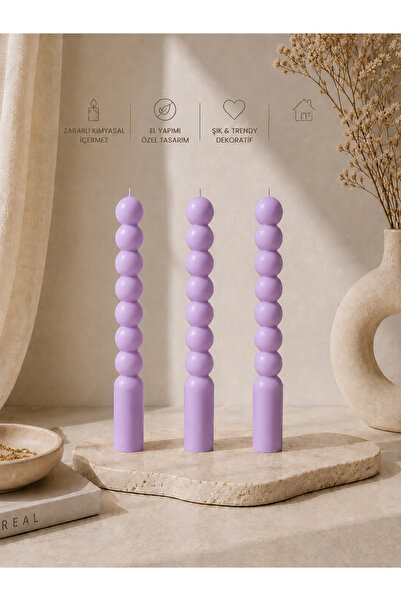 Bead 3'Lü Dekoratif Bubble Şamdan Mum Seti - El Yapımı Şık Şamdan Mumu - Ev D...
