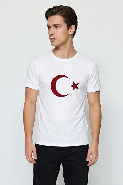 LUCEVERA Unisex Turkish Flag Printed Basic T-Shirt Comfortable Fit Crew Neck ...