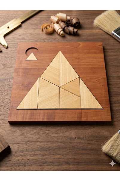 Simidil Design Ahşap Tangram Bulmaca - Zihin Egzersizi Dekoratif Lazer Kesim ...