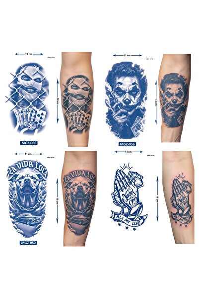 Airbrush Tattoo Yarı Kalıcı 4 Adet Birden Geçici Dövme 18x11 cm Aylık Kalıcı ...