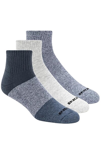 SKECHERS Șosete scurte pentru bărbați, pachet de 3, colorblock, albastru (S11...