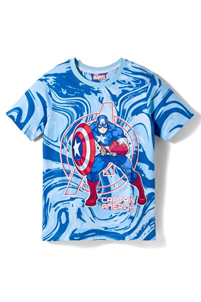 Pine Kids Marvel Single Jersey Knit Half Sleeves T-Shirt with Captain America...