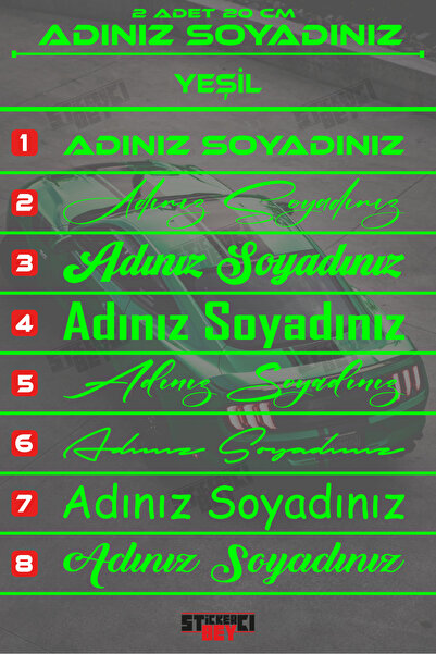 Ydm Reklam 2 ADET ADINIZ SOY ADINIZ MOTOR-ARAÇ-LAPTOP STİCKER KAPLAMA FOLYO K...