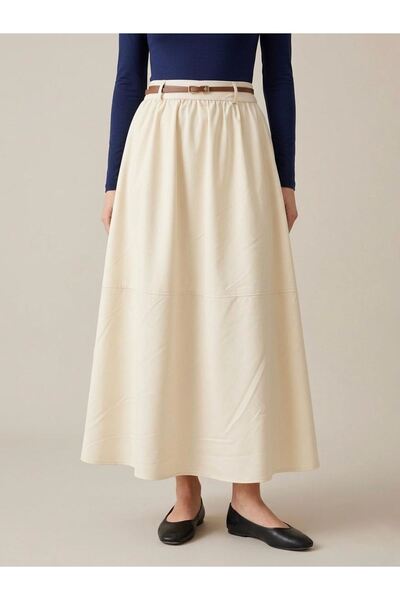 Naknaku Büzgü Gazzeli Soft Skirt-Yellow
