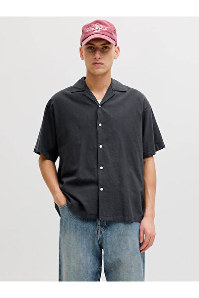 Jack & Jones Jjebreeze Linen Blend Resort Shirt Black Men's Shirt 12288594