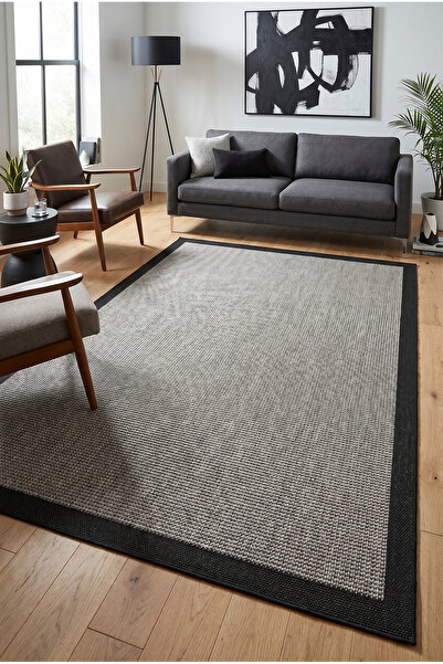 VOPTEKS Bordürlü Sisal Halı Kilim Leke Tutmaz Kaymaz Taban Makinede Yıkanabil...