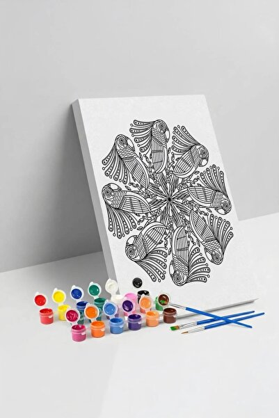 Yatinks Kuş Desenli Mandala Tuval Boyama Seti 40x50 cm