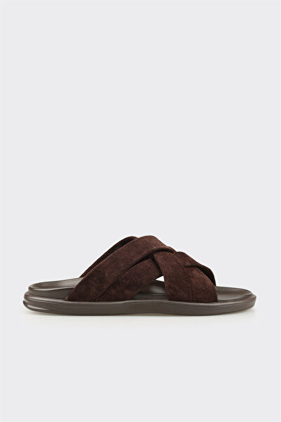Elle Shoes Kahve Deri Erkek Terlik