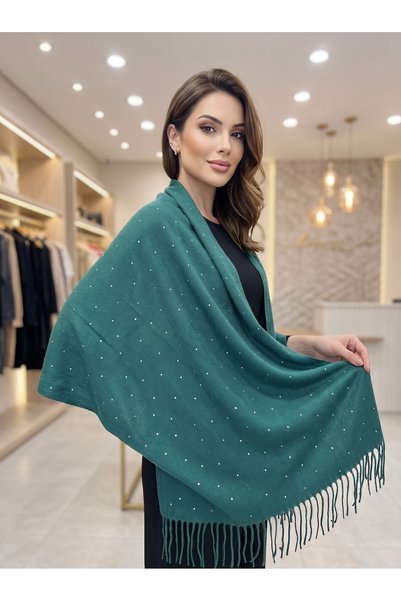 bonnitekstil Premium Stone-Painted Pashmina Shawl 75X190 cm Soft Textured Sty...