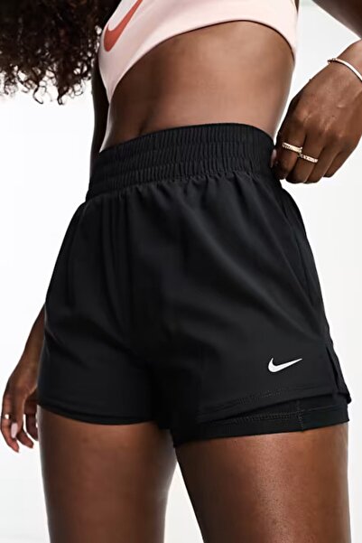 Nike One Dri-Fit 2 ın 1 Shorts Siyah Kadın Taytlı Spor Şort