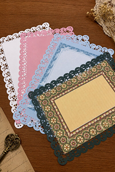 stickybloom Dantel Kenarlıklı Kağıt Seti 4 Parça Journal/Scrapbook/Ajanda/Sti...