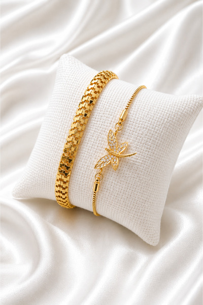 ERH Gold Color Steel Bracelet 2-Piece Combination