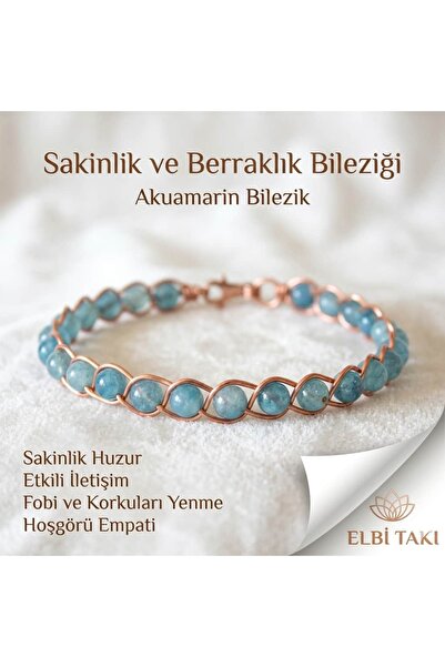 Elbi Takı Örgü Model Akuamarin Oval Bilezik