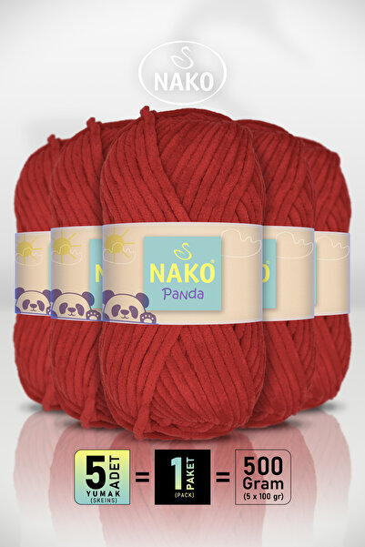 NAKO Panda - Roșu Flacără (3108) - Pachet de 5 - 100gr/120m - Fir de catifea ...