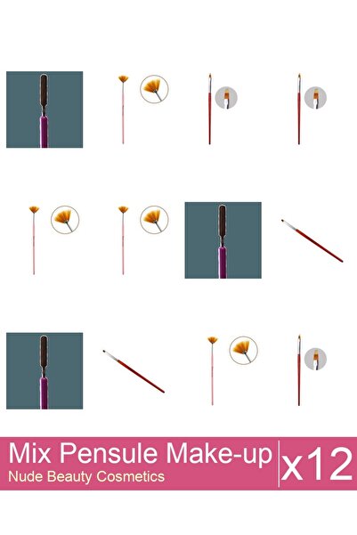 Makeup Mix Set 12 products Makeup Brushes: Cat's Tongue Gel Brush - No.2, Cat...