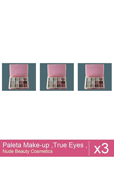 Makeup Set of 3x Make-up Palette, True Eyes, No. 03