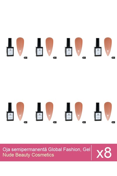 Makeup Set 8x Oja semipermanentă Global Fashion, Gel polish Elite Glow 15 ml,041