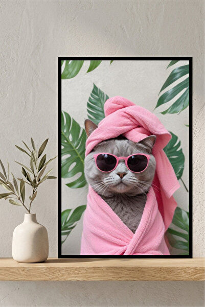 Hedef Plus Kedi Banyo Tasarımlı Çerçeve Görünümlü Mdf Tablo
