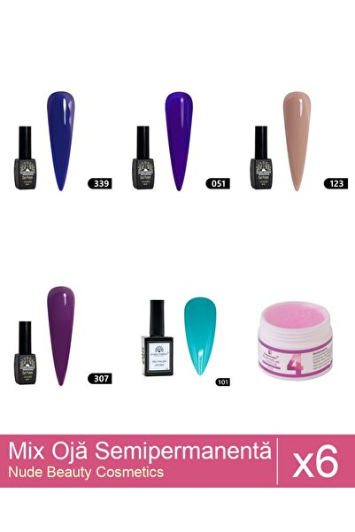 Makeup Set Mix 6 produse Nail Oja: Oja semipermanenta Black Elite, Global Fas...