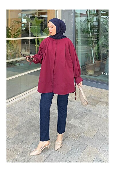 LC Waikiki Nevavm Farklı Cuffs and Piping Tunic in Burgundy