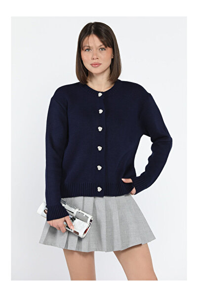 LC Waikiki Nevavm Women's Stone Heart Figured Buttoned Knitwear Cardigan with...