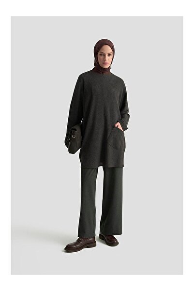 LC Waikiki Nevavm Basic Knitted Tunic with Difference 25Kd1118 Black