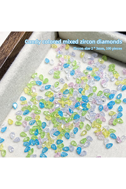 Choice1 100 mixed KANIU 50/100PCS MIX 3D Mini Marquise Nail Candy Color Nail ...