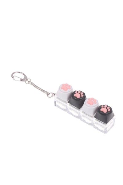 choice2 A 〔C〕Cute Cat Paw Keycap Keychain, 4-Key Mechanical Keyboard Fidget T...