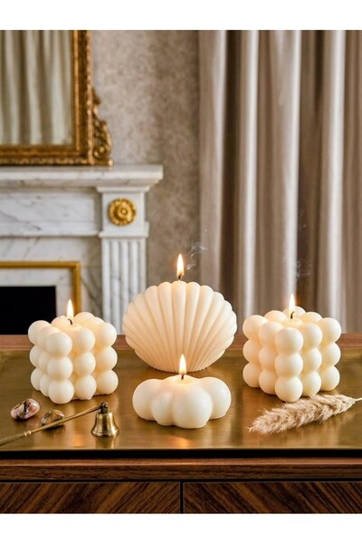 AKLIMDASIN İstiridye Mum Handmade Kokulu Hediyelik Mum Ev Dekor Salon Süsü Kı...